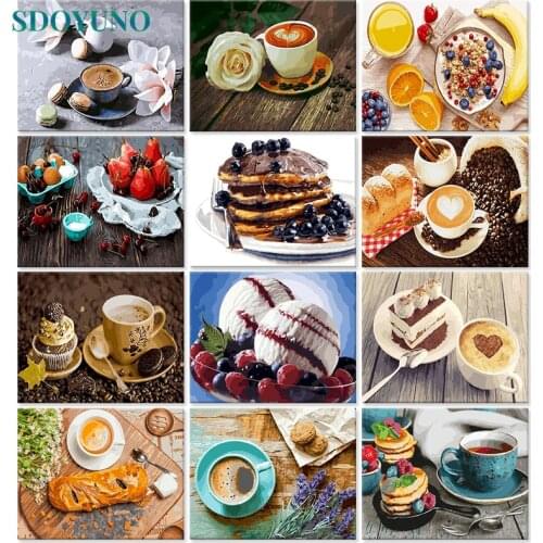 SDOYUNO 60X75cm Painting By Numbers DIY Picture Paint By Number Dessert Drawing On Canvas HandPainted Art Home Decor