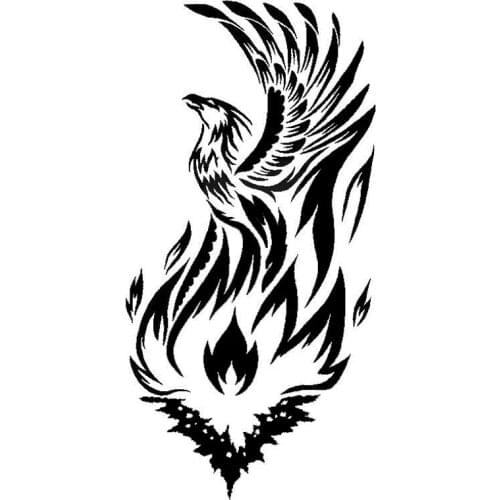Phoenix Mythical Bird Car Styling Decal Classic Car Body Stickers Accessories Black/Silver 10.1*20CM
