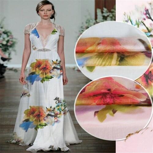 New printed silk chiffon fabrics for silk dress
