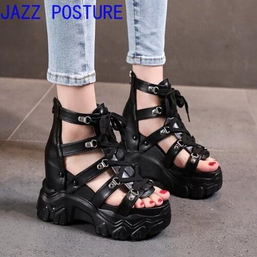 Footwear Casual shoes On the platform High heels Punk sandals with buckle casual shoes Womens open-toe beach shoes w156
