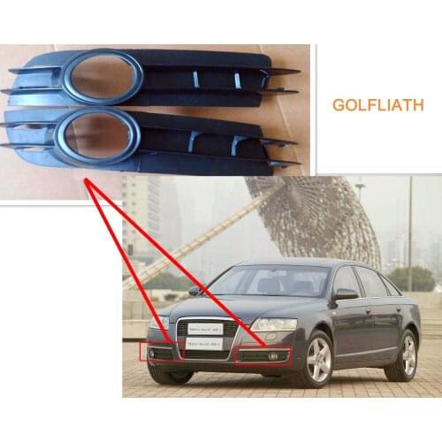 GOLFLIATH A pair Fog Light Lamp Grill front bumper Grille For Audi A6 / A6 Quattro C6 2005 2006 2007 2008 4F0807681A 4F0807682A