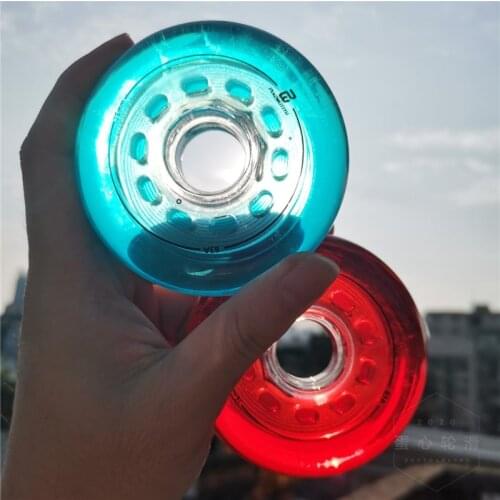 83A Transparent Crystal Inline Skates Wheel FSK Slalom Skating Rodas 72MM 76MM 80MM Blue Red Roller for Powerslide for SEBA High