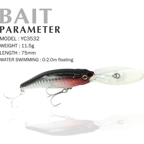 Fishing Lure 75mm/11.5g 0-2.0M FLOATING Shad Minnow Hard Baits Crankbait Wobblers Fishing Tackle Pesca Handmade fishing lures
