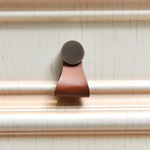 Modern Brown Leather knobs handles for furniture cabinet drawer knobs kitchen cabinet handles cabinet pulls
