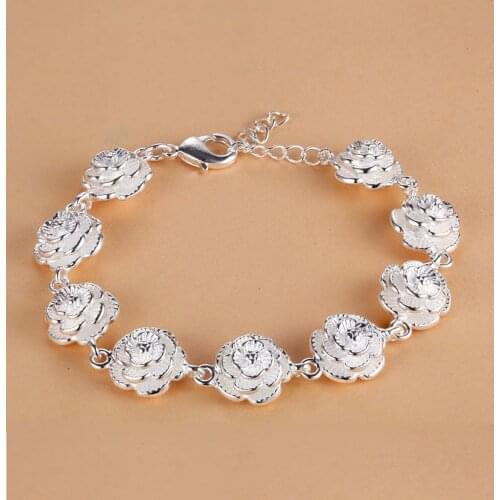 Special offer 925 sterling Silver elegant flowers Chain Bracelets for Women Fashion Wedding Party Christmas Gifts fine Jewelry