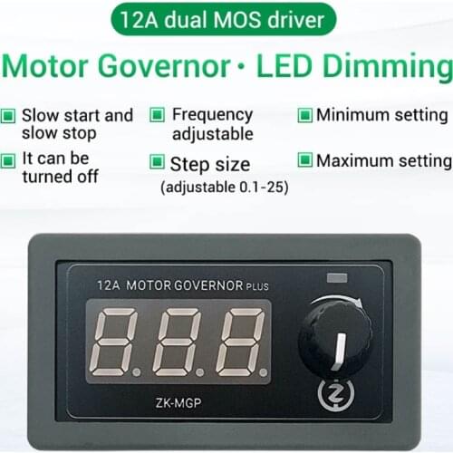 T3EC 5-30V/12A/360W DC Motor Speed Controller with Switch 0.1-25 Step Can Be Selected