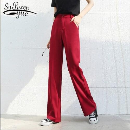 Spring High Waist Suits and Trousers with Long Legs Dragging Casual Fashion Straight Trousers Plus Size Wide Leg Pants 8517 50