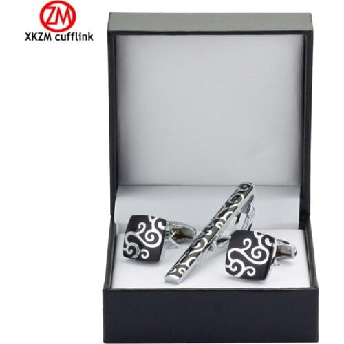 XKZM High Quality Cuff links necktie clip for tie pin for mens gift black cloud tie bars cufflinks tie clip set Free Shipping