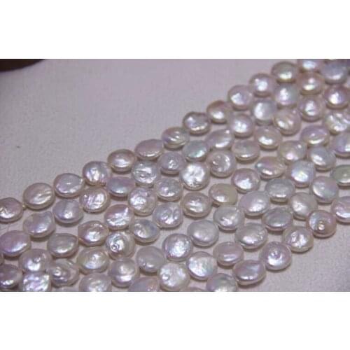 13-14mm Big Size Button Shape Loose Pearl Necklace Real Pearl Strand String 38cm Long DIY Jewelry Necklace/Bracelet