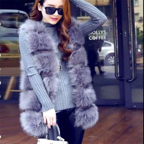 Ladies luxury fur vest new imitation fox fur female long fur coat autumn outerwear soft free size sleeveless tops women clothes