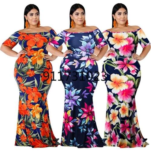 Plus Size Summer Womens Dress 4XL 5XL African Print Dresses For Women 2021 Elegant Ladies Evening Party Dress African Clothes