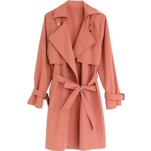 Trench Coat Women Casual Loose With Sashes 2019 New Arrival Spring Long Elegant Coats Ladies Overcoat Outerwear 190414