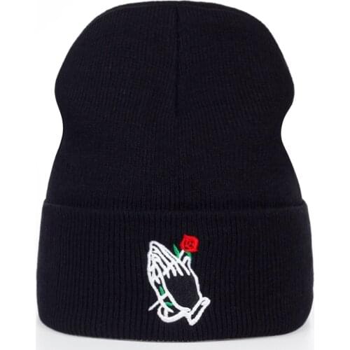 Hand Rose Embroidery winter Hats Women and Men Cotton Casual Hat Cap Style 2017 Gorras Keep warm hat