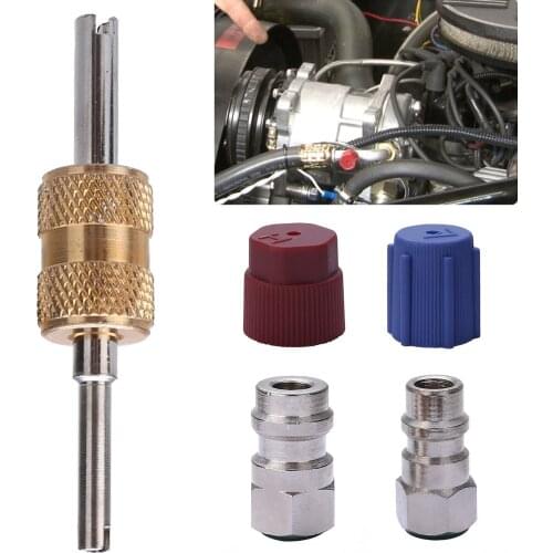 1SET Metal And Plastic A/C R12 to R134a Retrofit Conversion Adapter 7/16 3/8 High Low Removable Valves With Cap Kit