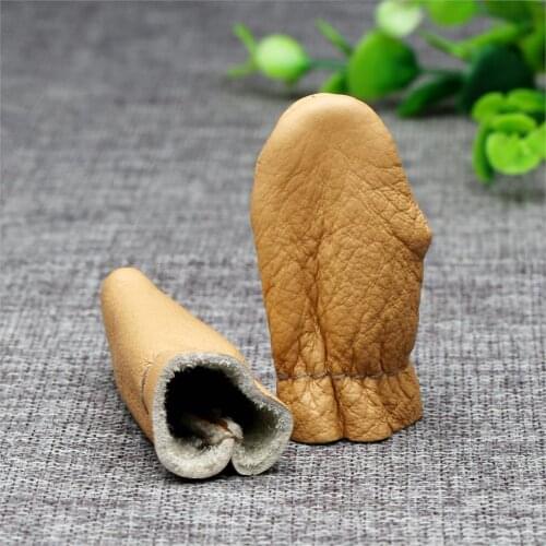 1 Pair Cowhide Safe Leather Needle Felting Hand Craft Embroidery Tool for Thumb Index Finger Protector Thimble Protection Guard