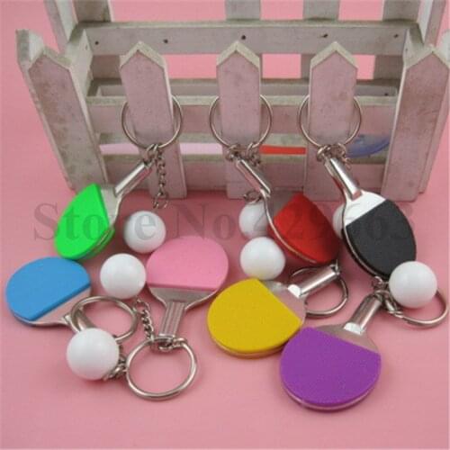 1 piece 7 Color Sport Ping Pong Table Tennis Ball Badminton Bowling Ball Keychain Key Chain Keyring Key Ring Souvenir Gift