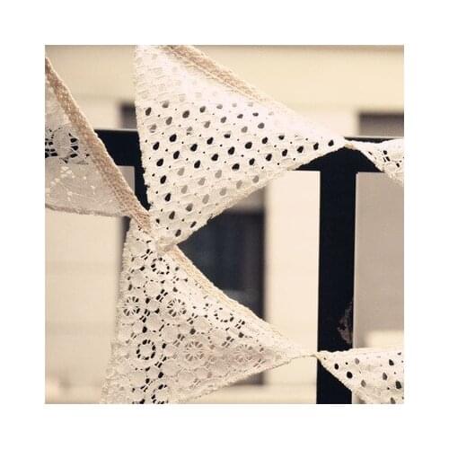 10 Pcs/Set -2.2M Lace Fabric Banners Personality Wedding Bunting Decor Vintage Party Birthday Baby Show Garland Decoration