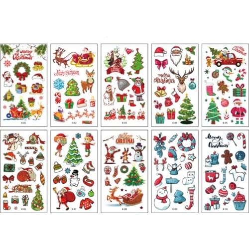 10pcs/pack Waterproof Tattoo Sticker Wall Stickers Christmas Easter Valentines Day Cartoon Animal DIY Toys for Boy Girl Sticke