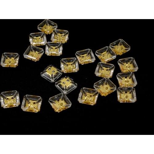 50pcs Clear Rhinestone Flatback Buttons Sewing Square Shape Acrylic Button For Scrapbook Clothing Craft Decorative S1055