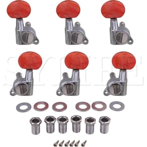 6pcs 3L3R Red Pearl Chrome Folk Guitar Parts Closed Guitar Tuning Pegs