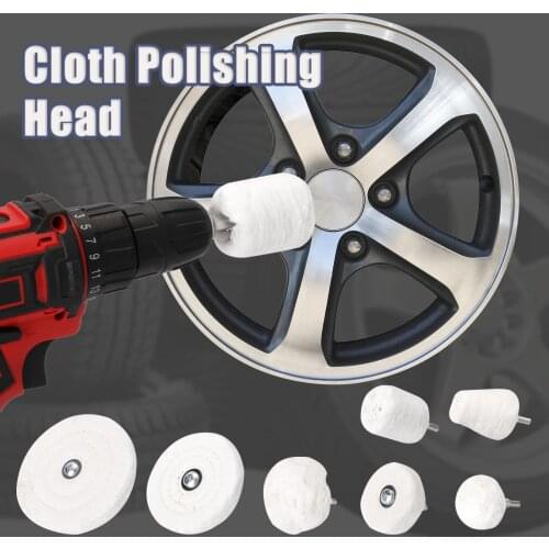 7 PCS White Cloth Car Rims Polishing Wheel Polishing Waxed Wheel 6mm Grinding Heads Handle Diameter Car Detail Cleaning Tools