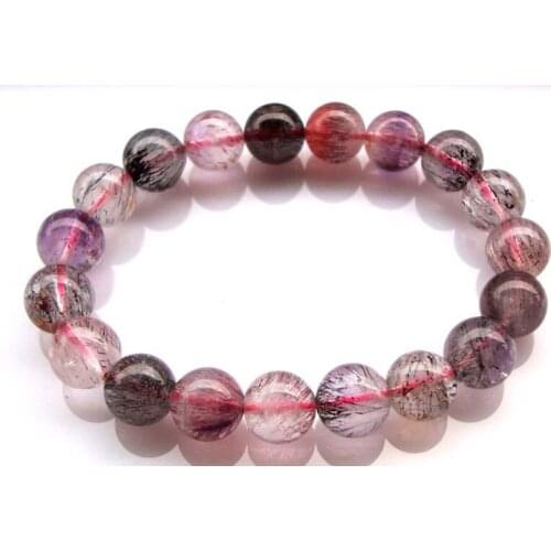 Free Shipping Natural Super Seven Rutilated Quartz Round 10mm Beads Bracelet Women Jewelry Accessories Weddings Parties Gift