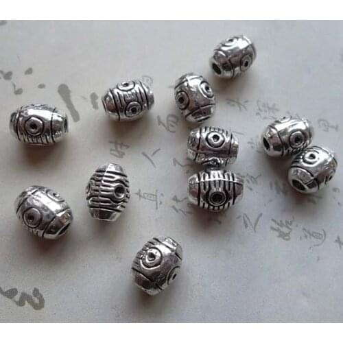 50pcs/lot Tibetan Silver Oval Carved Spacer Beads 6x8mm Handmade Craft Alloy Bracelet Necklace Charms Fittings DIY Jewelry Make