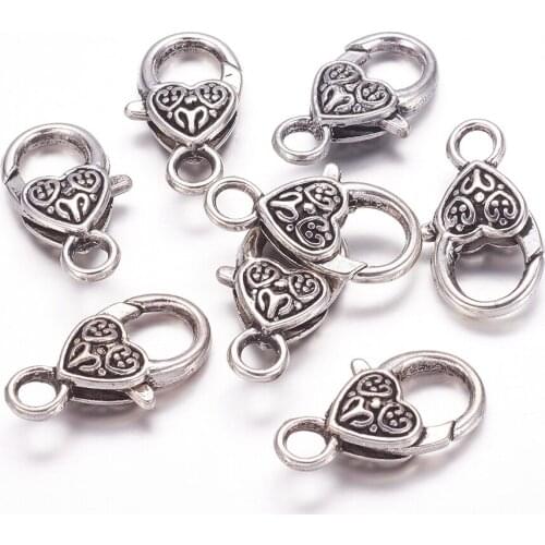 50pcs Heart Lobster Clasp Hooks Heart Keychain Clasps Bracelet Chain Accessory for Jewelry Making Components 25.5x14x6mm