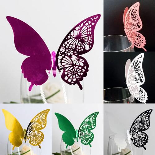 1PC Butterfly Place Card Holder Wedding Party Table wine glass Card Decoration Birthday Christmas Party DIY Flag Supplies