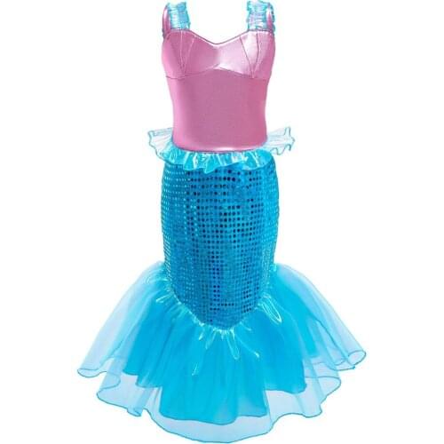 Birthday Party Kids Ariel Dress Mermaid Costumes Halloween Fancy Dress Up Party Little Mermaid Ariel Princess Tutu Dance Skirt