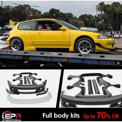 For Honda EG Civic Hatch Back RB Style FRP Unpainted Wide Body Full Set Exterior Body kits Accessories