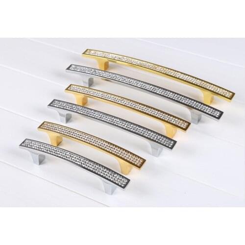 160mm European luxury crystal diamond handle modern simple furniture drawer pull handle high-grade crystal TV cabinet pull knobs