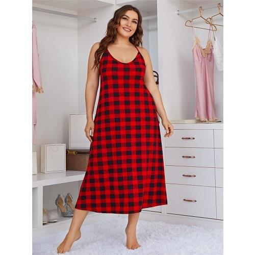 Plus Size 4XL Women Sleeveless Homewear Nightdress Cotton Plaid Nightwear Home Dressing Gown Summer New Long Nightgown