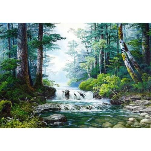 Full Square 5D DIY Diamond Painting waterfall forest Diamond Embroidery Crystal Pictures Of Rhinestones Mosaic Decoration CV352