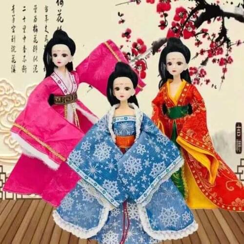 Chinese Ancient Beauty Costume 1/6 BJD Doll Clothes For Barbie Dress Fairy Princess Party Gown 11.5" Dolls Accessories Kids Toys