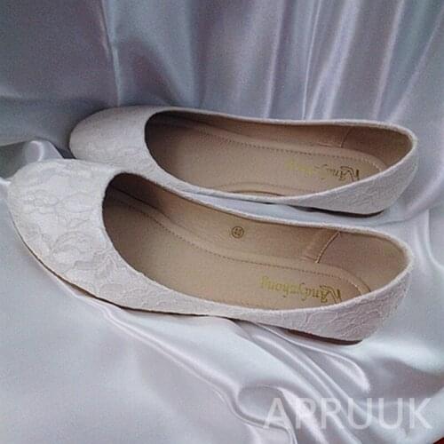 Classic lace flats shoes for woman plus size ladies girls dancing party daily white lace flats shoes womens new coming in stock