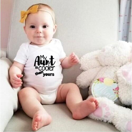 My Aunt Is Cooler Than Yours Summer Baby Funny Letter Print Bodysuit Infant Boys Girls Jumpsuit Newborn Cute Clothes