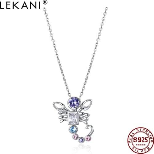 LEKANI Womens S925 Sterling Silver Necklaces Scorpio Pendent Chain Trendy Personality Style The Zodiac Party Fine Accessories