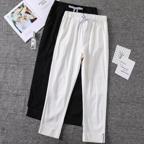 Limiguyue Plus Size Stretchy Harem Sweatpants Women High Waist Spring Summer Pants Jogger Cotton Lace Up Ladies Trousers K1146