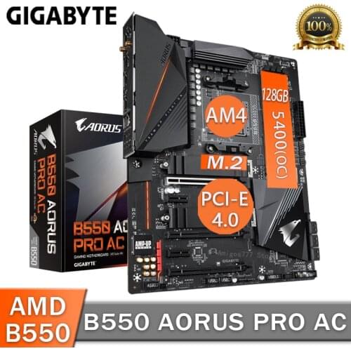 Socket AM4 Gigabyte B550 AORUS PRO AC MOtherboard 3rd-Gen AMD Ryzen DDR4 128GB PCI-E 4.0 M.2 SSD Overlocking B550 Placa-Mãe New