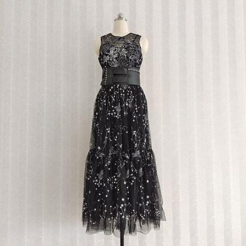 Fashion Black Color Embroidery Ball Gown Dresses Luxury Mesh Good Quality Elegant Luxury Ropa Mujer Talla Grande Vestido Dress