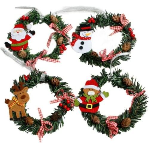 Fashion Solid Christmas Wreath Decor Snowman Santa Claus For Xmas Home Party Door Wall Garland Flower Ornaments