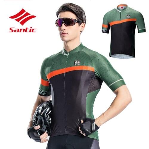 Santic Jersey Cycling Jersey Men Summer Fit Antislip Breathable Windproof Road Bike Jersey Cycling Clothing Downhill Jersey