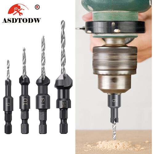 4PCS Countersink Drill Bit Set Wood Drill Set woodworking drill bits set