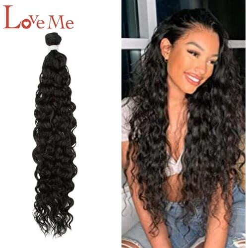 LOVE ME 28 Inches Natural Black Deep Wave Bundles Curly Hair Ombre Blonde Water Wave Synthetic Bundles BIO Hair Extension
