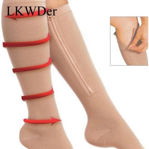 LKWDer 1 Pair Unisex Compression Socks Zipper Leg Support Knee Socks Women Men Open Toe Thin Anti-Fatigue Stretchy Sox Socks Men