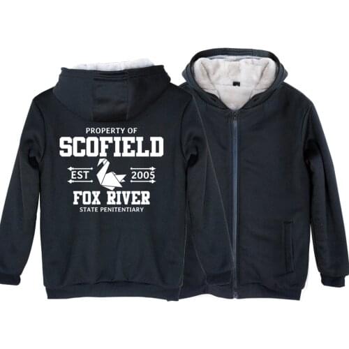 Man Boy Parkas Full Zip Coat Plus Velvet Autumn Winter Couple Clothes Prison Break Fox River Paper Crane Duck Swan Scofield