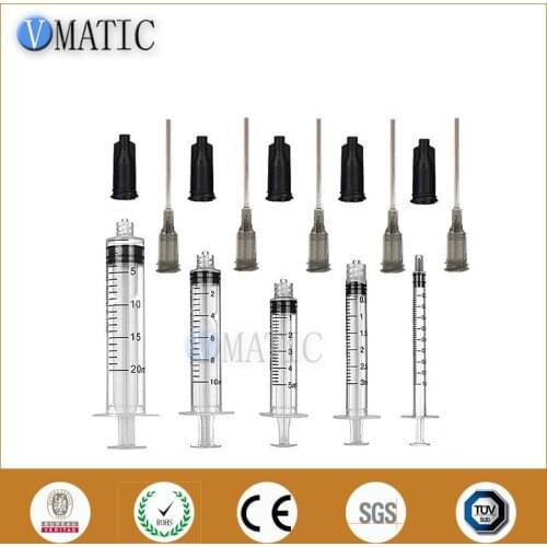 Free Shipping Plastic Dispensing Manual Syringe 1/3/5/10/20cc/ml With 16G 1.5'' 1-1/2 Inch Tubing Length Dispensing Needle Tips