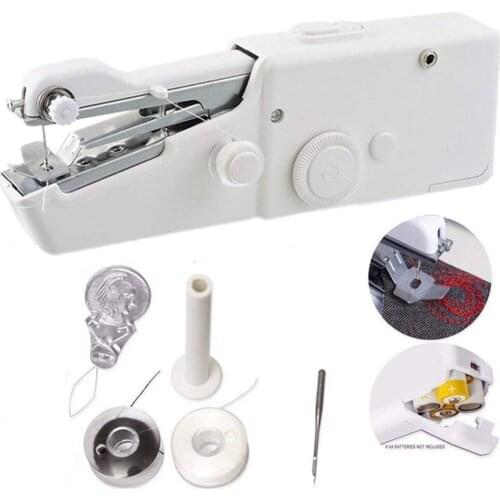 Portable Household Mini Hand Sewing Machine Quick Stitch Sew Needlework Cordless Clothes Fabrics Electronic Sewing Machine