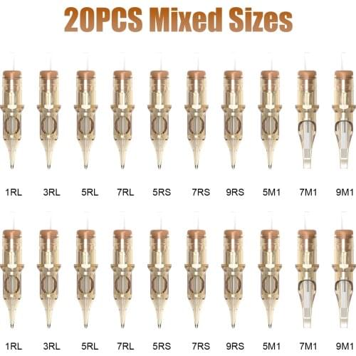 Professional Mixed Disposable Cartridge Tattoo Needle RL RS M1 Sterilized Safety Tattoo Needle for Cartridge Machines Grips